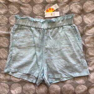 NWT C&C California Linen Paperbag Baby Blue Shorts Sz M